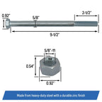 Spindle Blade Bolt Hex Nut 5-8 11x9 1 2 for SCAG Mower 04001 41 04020 09