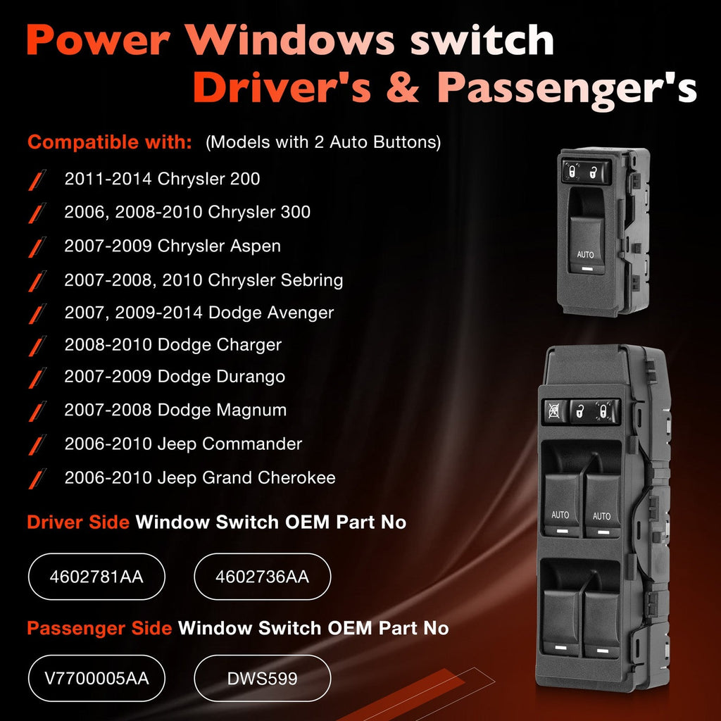 4602781AA Power Window Door Switch for Jeep Chrysler 200 300 Dodge 06-14