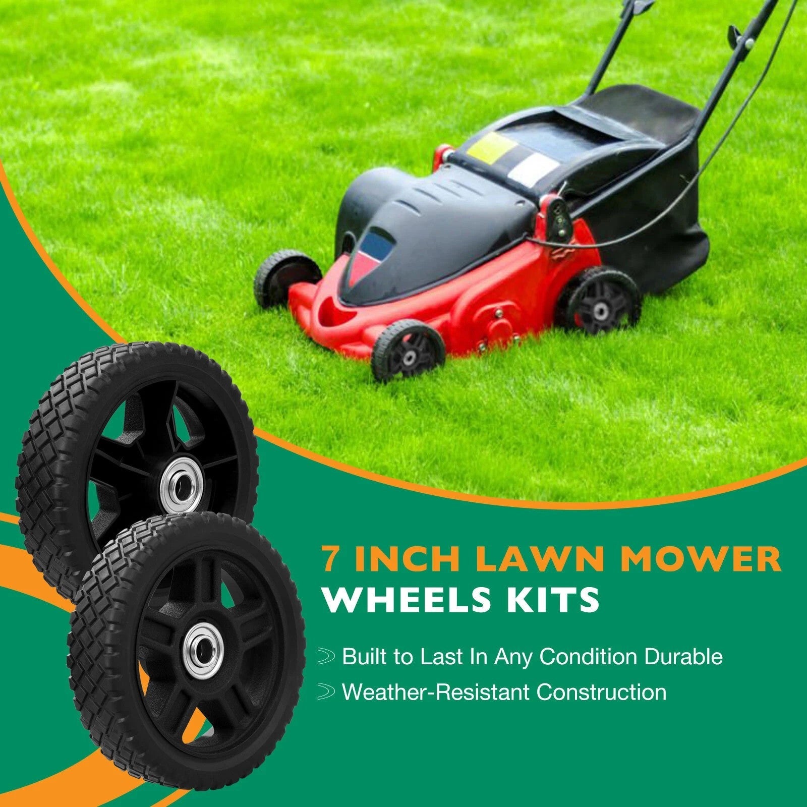 7 Inch Push Lawn Mower Plastic Wheels for Craftsman Generator Garden Tiller 2x