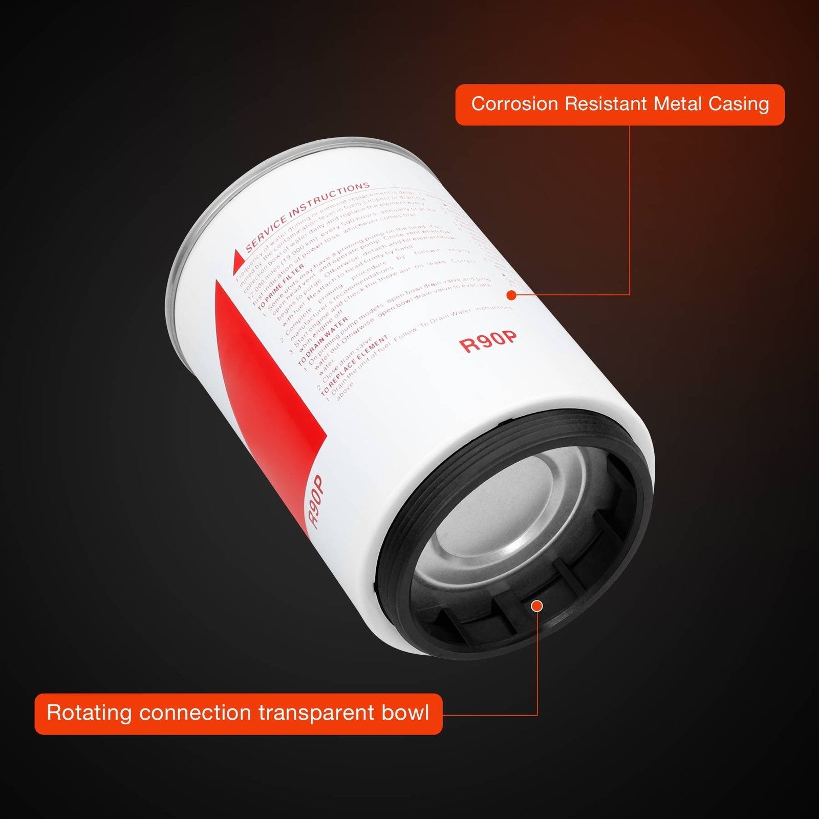 Fuel Filter Water Separator Spin On Element For 390RC 490R 690R 790R Series R90P