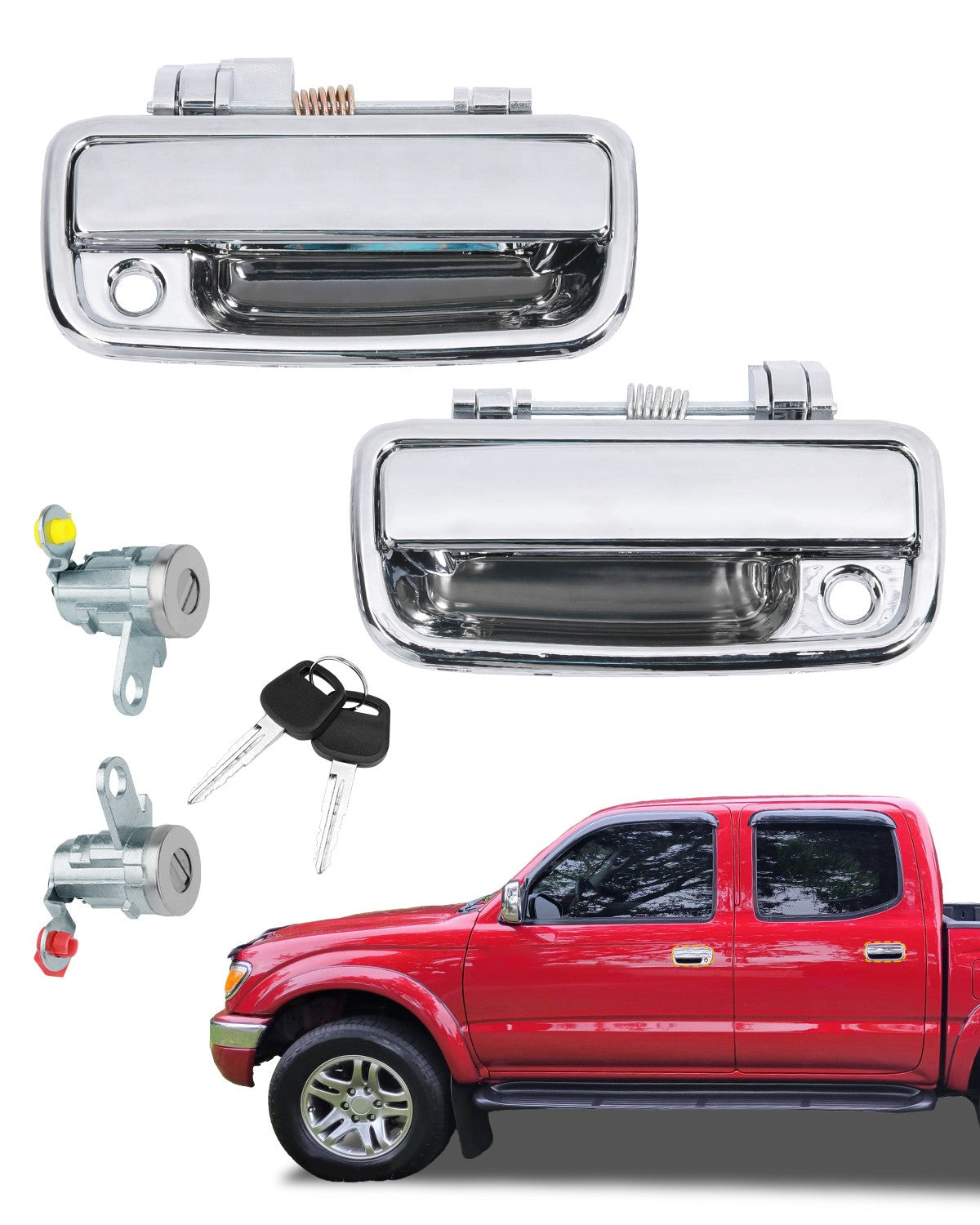 Front Exterior Door Handles Lock Cylinders for Toyota Tacoma Hilux 95 12 2Pcs