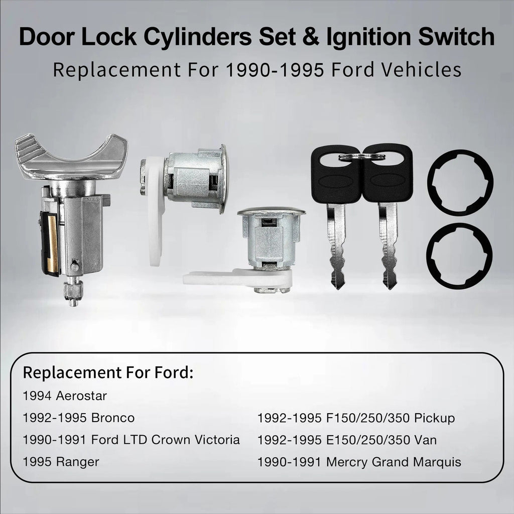 Ignition Switch & Door Lock Cylinder Set For Ford F150 F250 F350 Ranger 1990 95