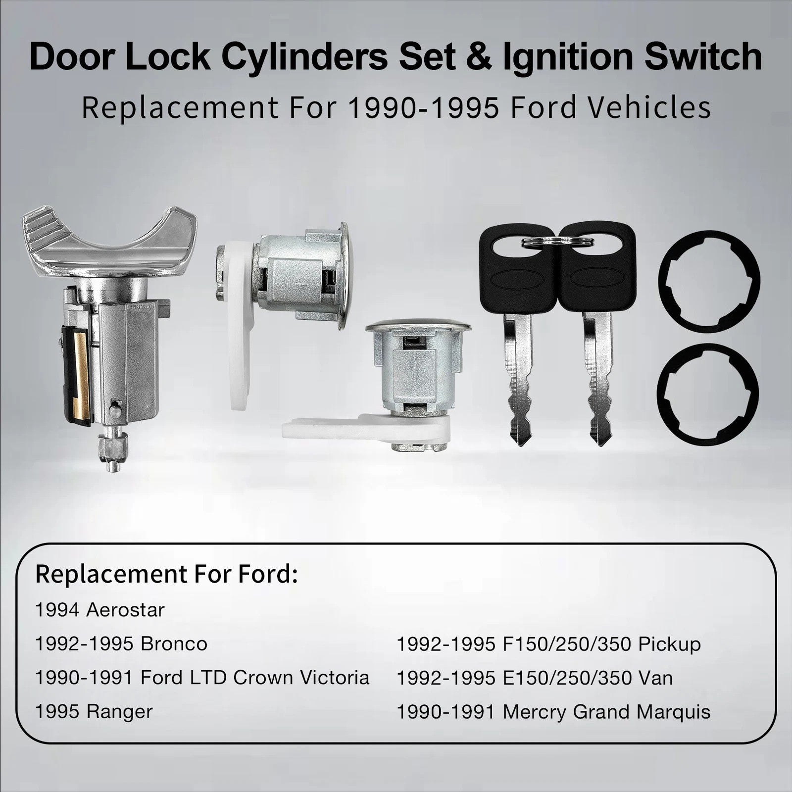 Ignition Switch & Door Lock Cylinder Set For Ford F150 F250 F350 Ranger 1990 95