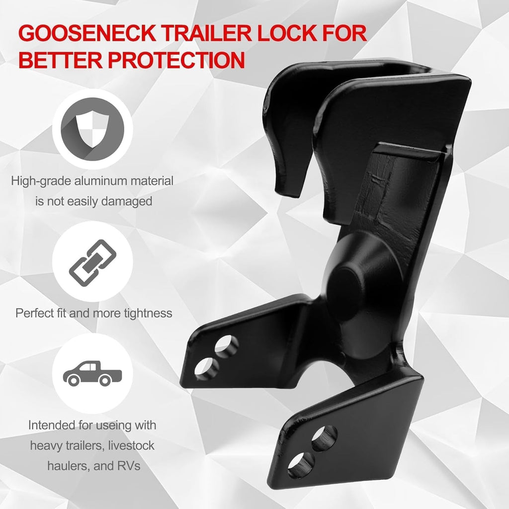 Black Gooseneck Trailer Lock with Key for RVs Livestock Haulers Trailers