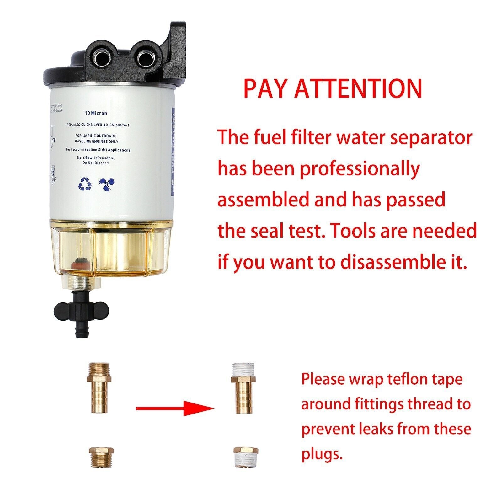 Fuel Filter Water Separator Assembly Kit for Mercury Racor Outboard Motor