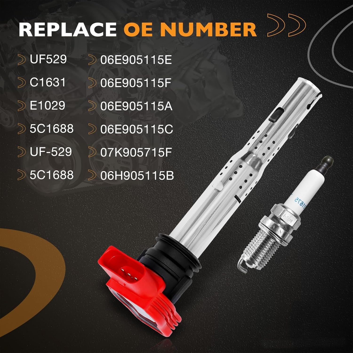 UF529 Ignition Coil Spark Plug Pack for Audi TT A4 A5 VW Tiguan Jetta 4 Pack