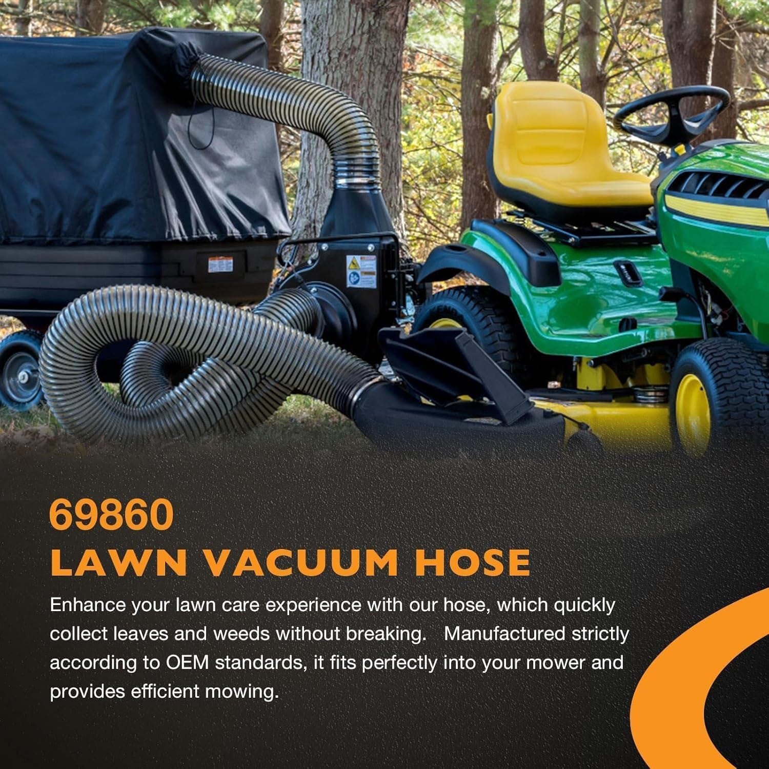 Leaf Vacuum Grass Catcher Flex Hose for DR Agri Fab Trac Vac 7 Inch 5 Foot