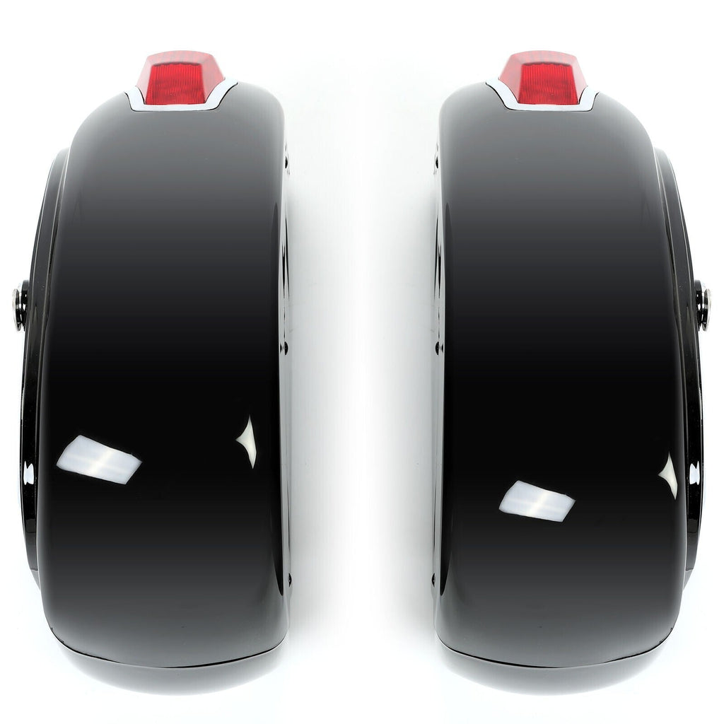 Universal Motorcycle Hard Saddlebag Luggage Bags with Light for Honda Harley Yamaha