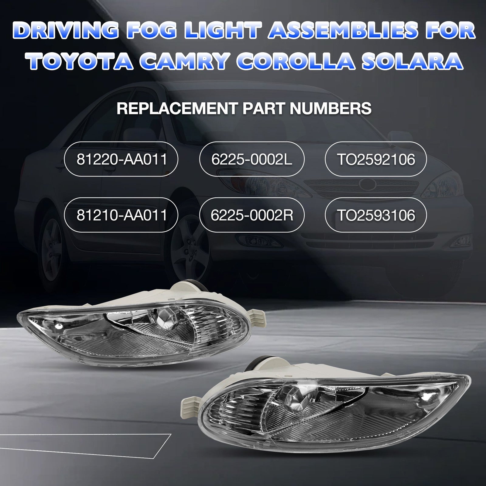 Fog Lights Driving Fog Lamps for Toyota Camry Corolla Solara 2002-2008 Pair