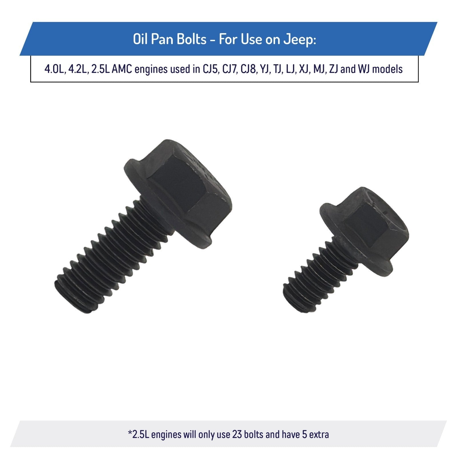 Oil Pan Bolts for Jeep CJ YJ TJ XJ MJ ZJ WJ 4.0L 4.2L 2.5L AMC V8 Engines