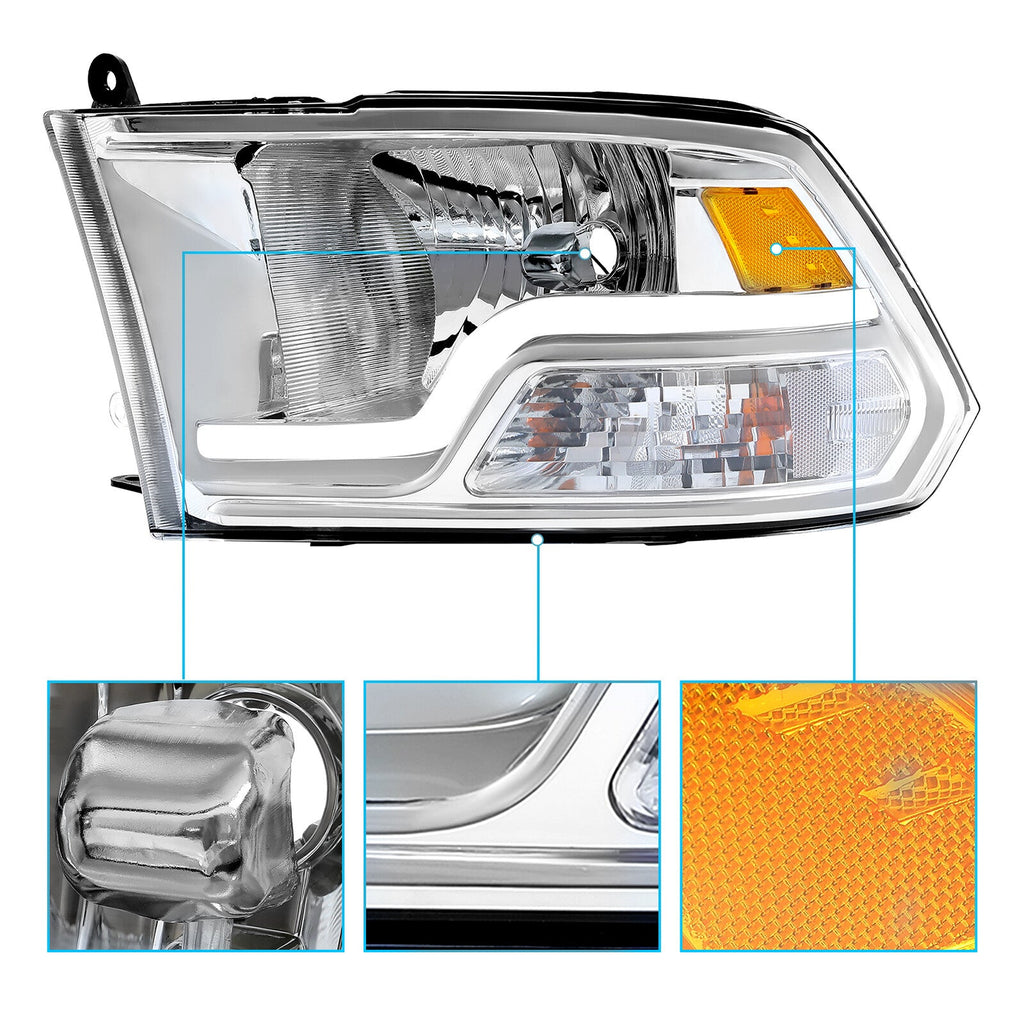 09 18 Dodge Ram 1500 2500 3500 Sequential Turn Signal Headlights with LED DRL