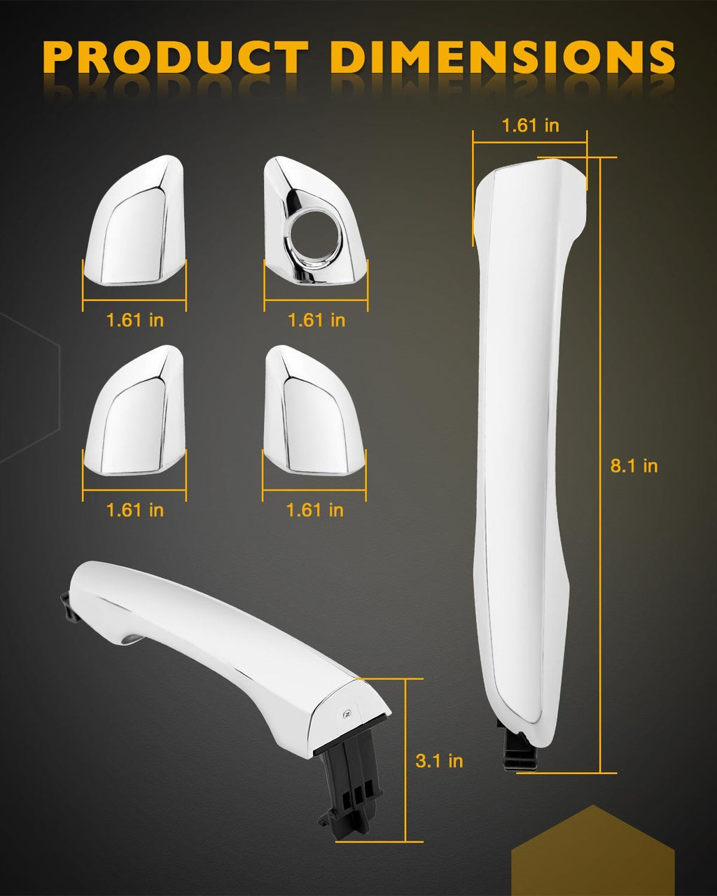 82651F2010 Chrome Outside Exterior Door Handle Set for 2017-2020 Hyundai Elantra