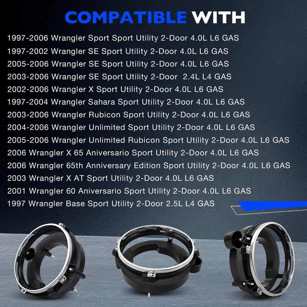 Front Left Right Side Headlight Bulb Brackets Buckets for Jeep Wrangler 97 06