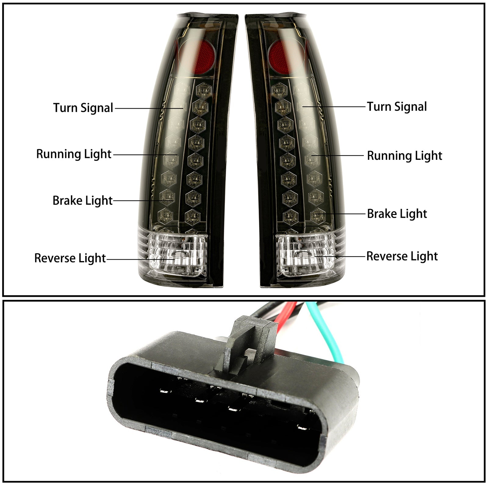 DOT Fits 88 98 Chevy GMC C K 1500 3500 Yukon Silverado Smoke LED Tail Lights