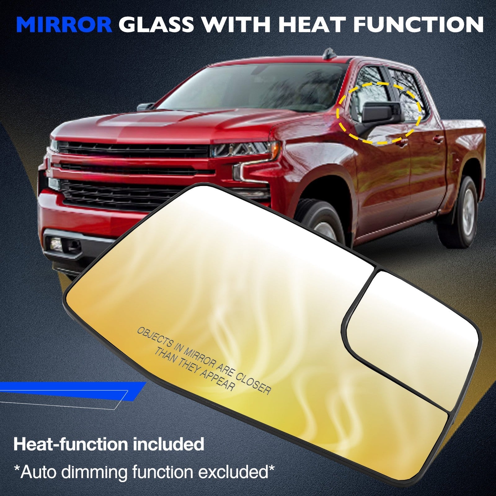 Right Passenger Side Heated Mirror for GMC Sierra Chevy Sliverado 2019 2025