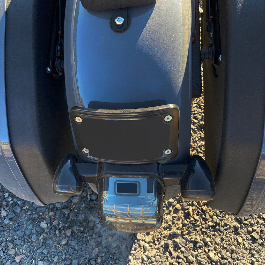 Curved Laydown License Plate Mount Bracket Frame For Harley Softail Dyna Steel