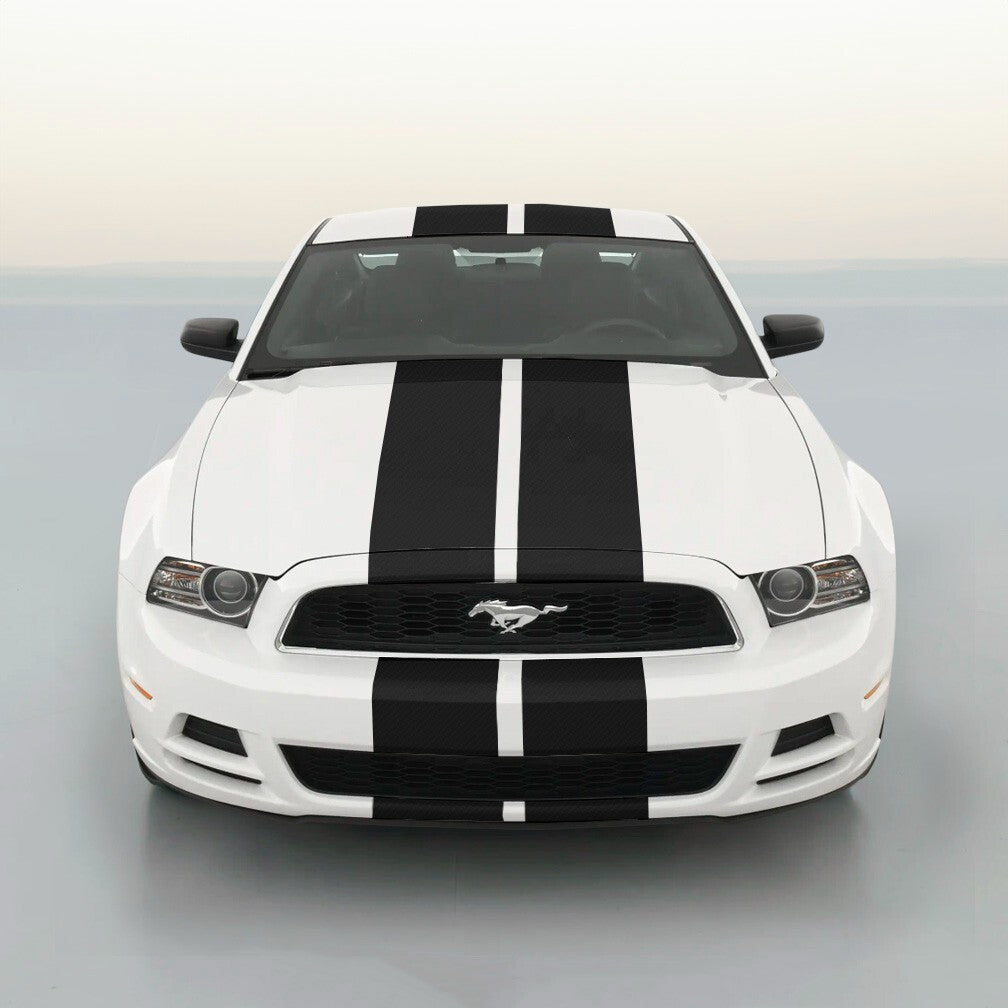 10 Inch Black Carbon Fiber Vinyl Rally Stripes Racing Stripe for Ford Mustang Cobra