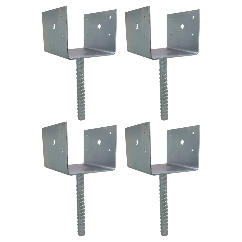 U Shaped 6x6 Deck Post Concrete Anchor Spike Fence Base Zinc Plated 4 Pieces