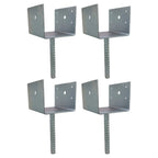 U Shaped 6x6 Deck Post Concrete Anchor Spike Fence Base Zinc Plated 4 Pieces