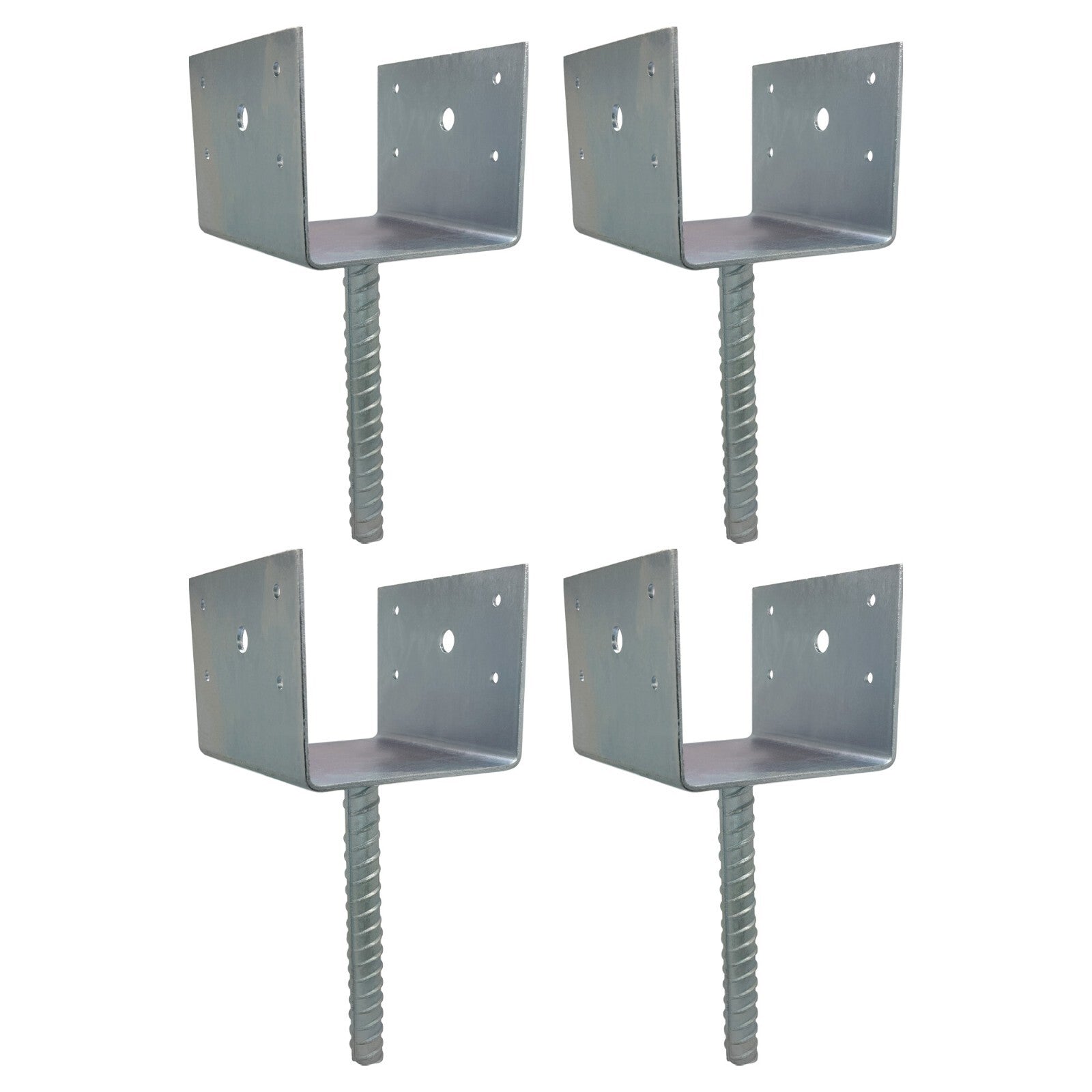 U Shaped 6x6 Deck Post Concrete Anchor Spike Fence Base Zinc Plated 4 Pieces