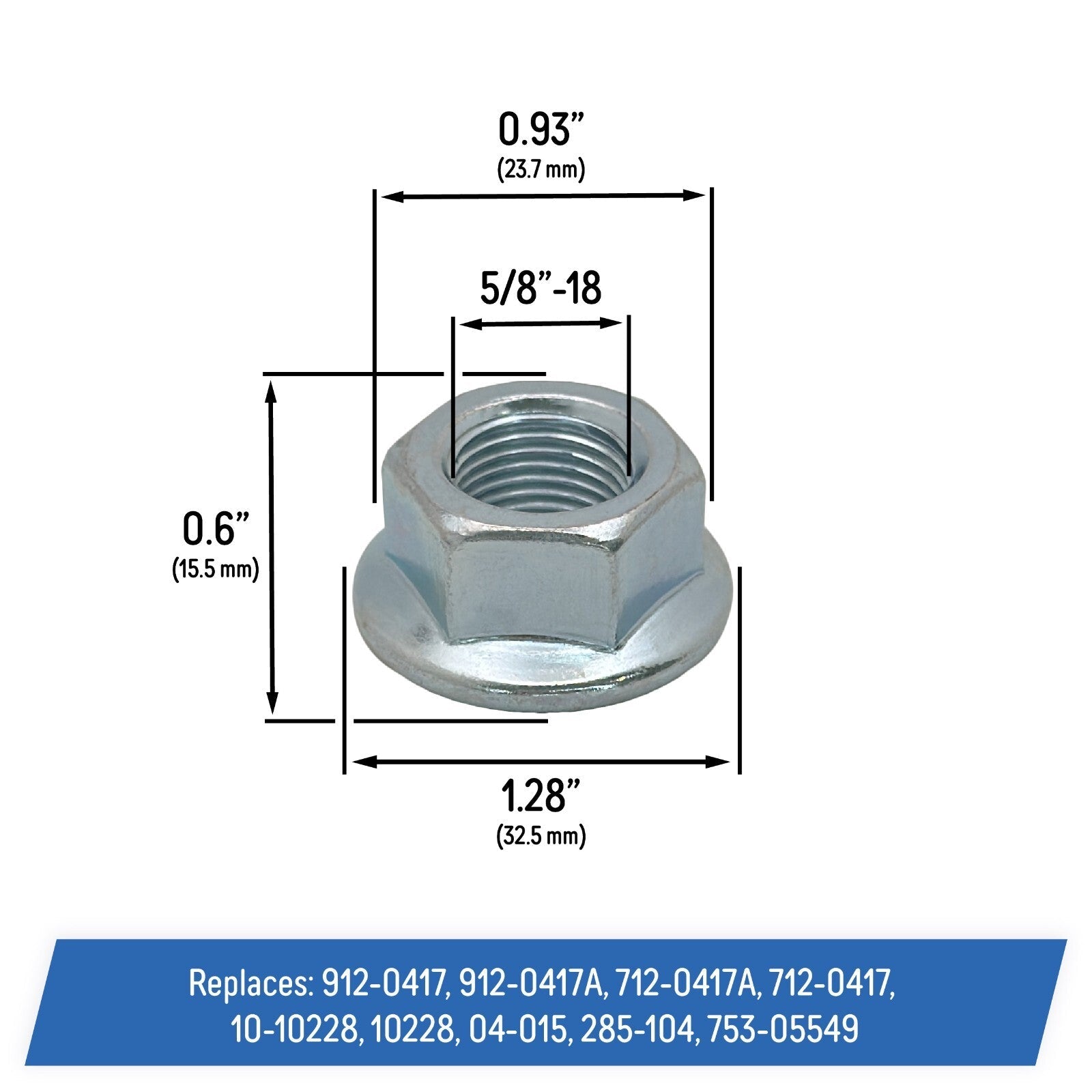 Spindle Blade Hex Nuts for MTD Cub Cadet Mower 912-0417 A 712-0417 3 Pack