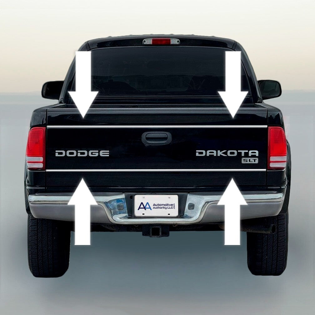 Chrome Tailgate Trim Molding Insert Strips For Dodge Dakota Pickup 97-04