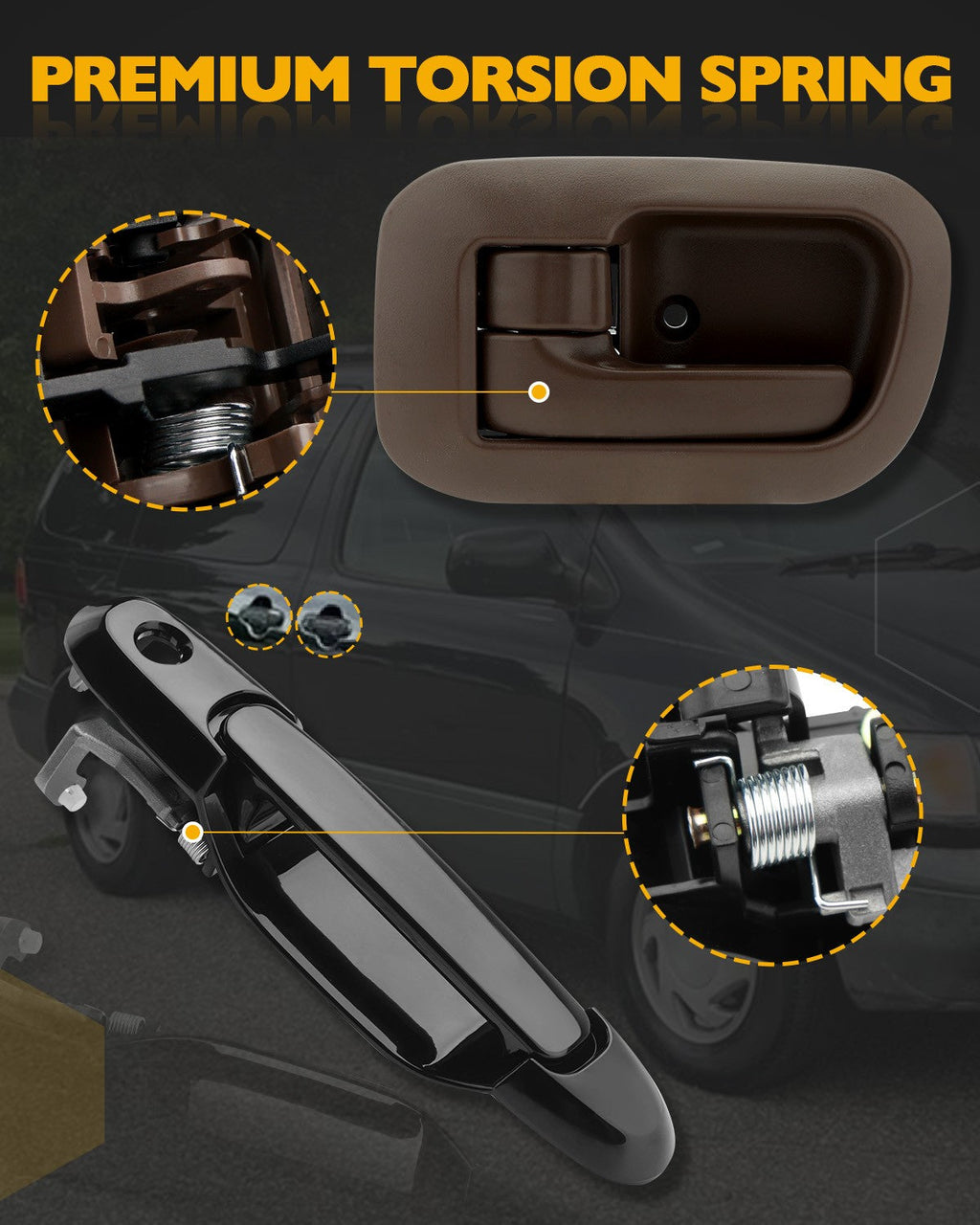 Exterior Interior Door Handle & Liftgate Handle Set for Toyota Sienna 98 03 7