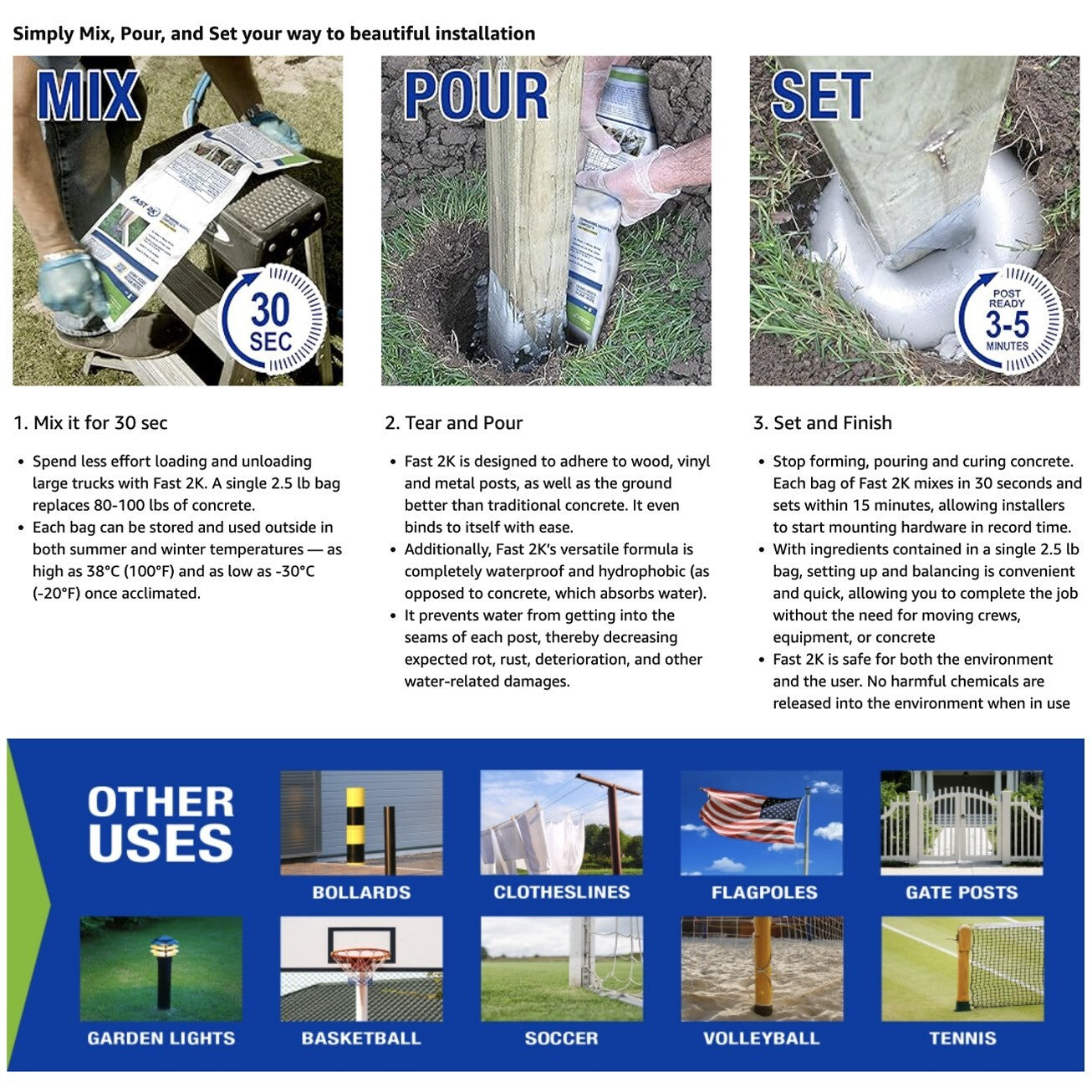Fast 2K Fence Post Mix Concrete Alternative for Fence and Mail Post Installs 2