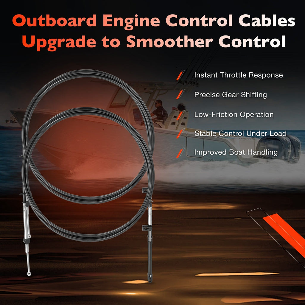 13FT Outboard Throttle Cable Gen I Control Shift Cables For Mercury Mariner 2PCS