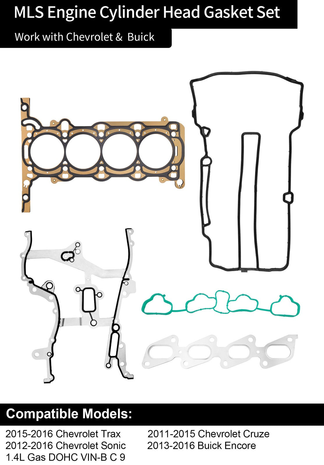 1.4 Turbo Head Gasket Kit w/ Bolts for 11-16 Chevy Cruze Trax Buick Encore