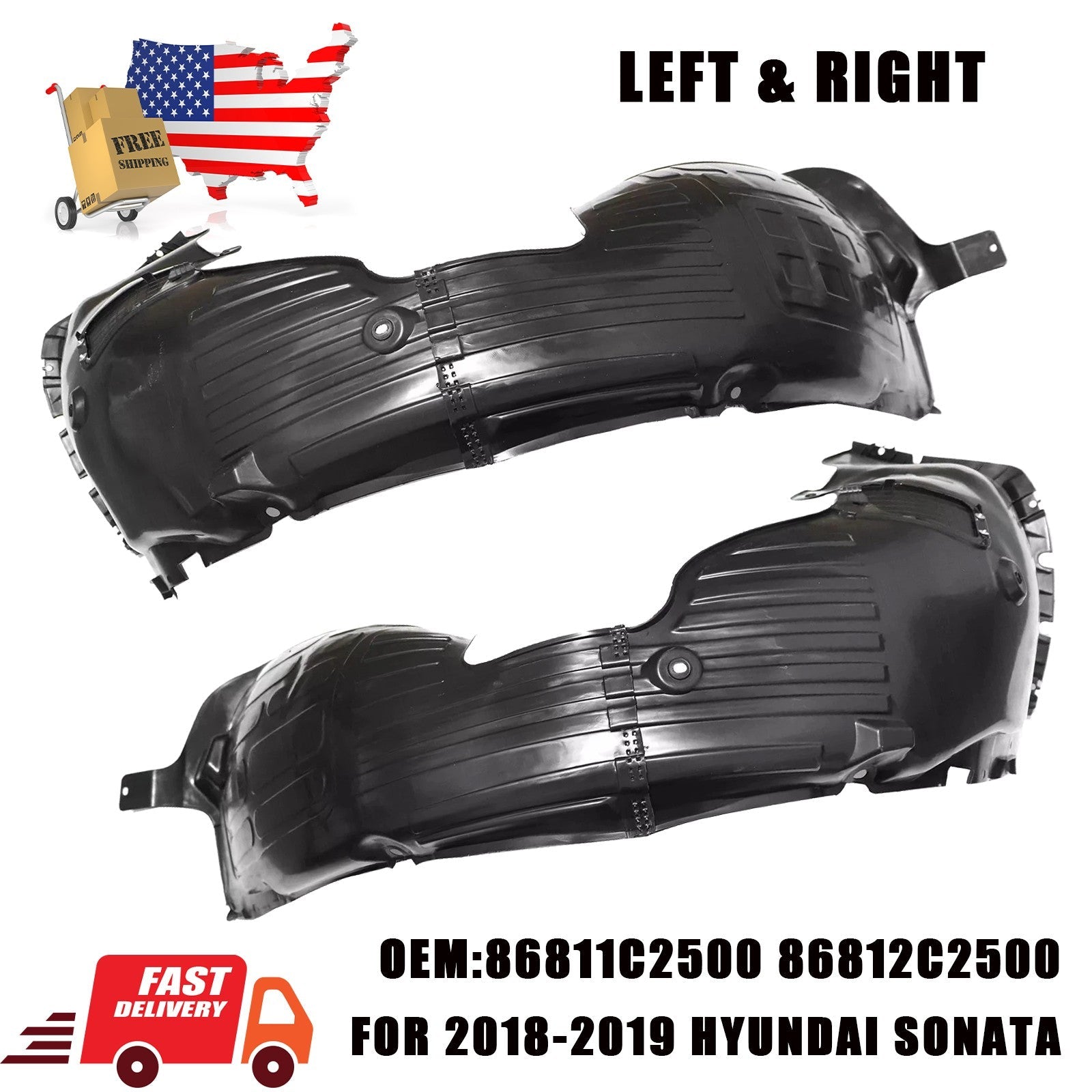 86811C2500 86812C2500 Front Fender Liner for Hyundai Sonata 2018-2019 LH RH