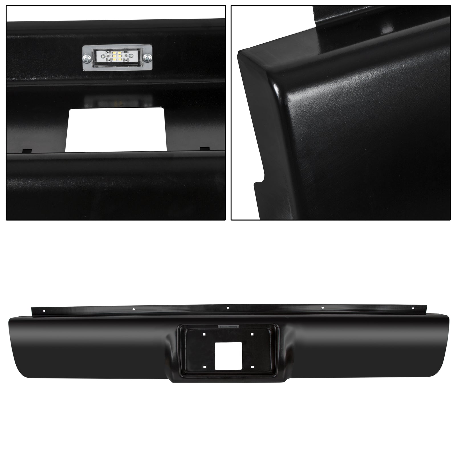 Rear Bumper Roll Pan with License Plate for Chevy GMC C K1500 2500 3500 1988 1998