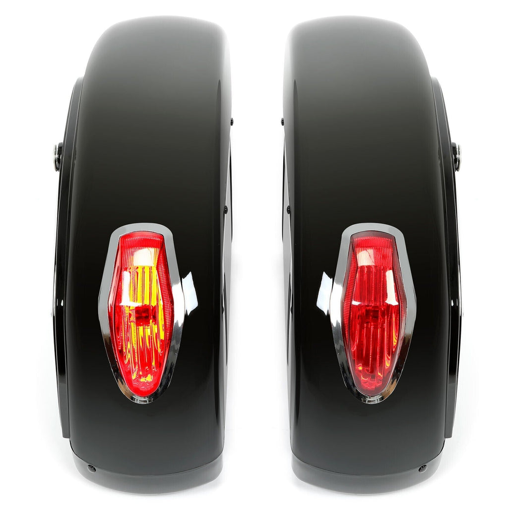 Universal Motorcycle Hard Saddlebag Luggage Bags with Light for Honda Harley Yamaha