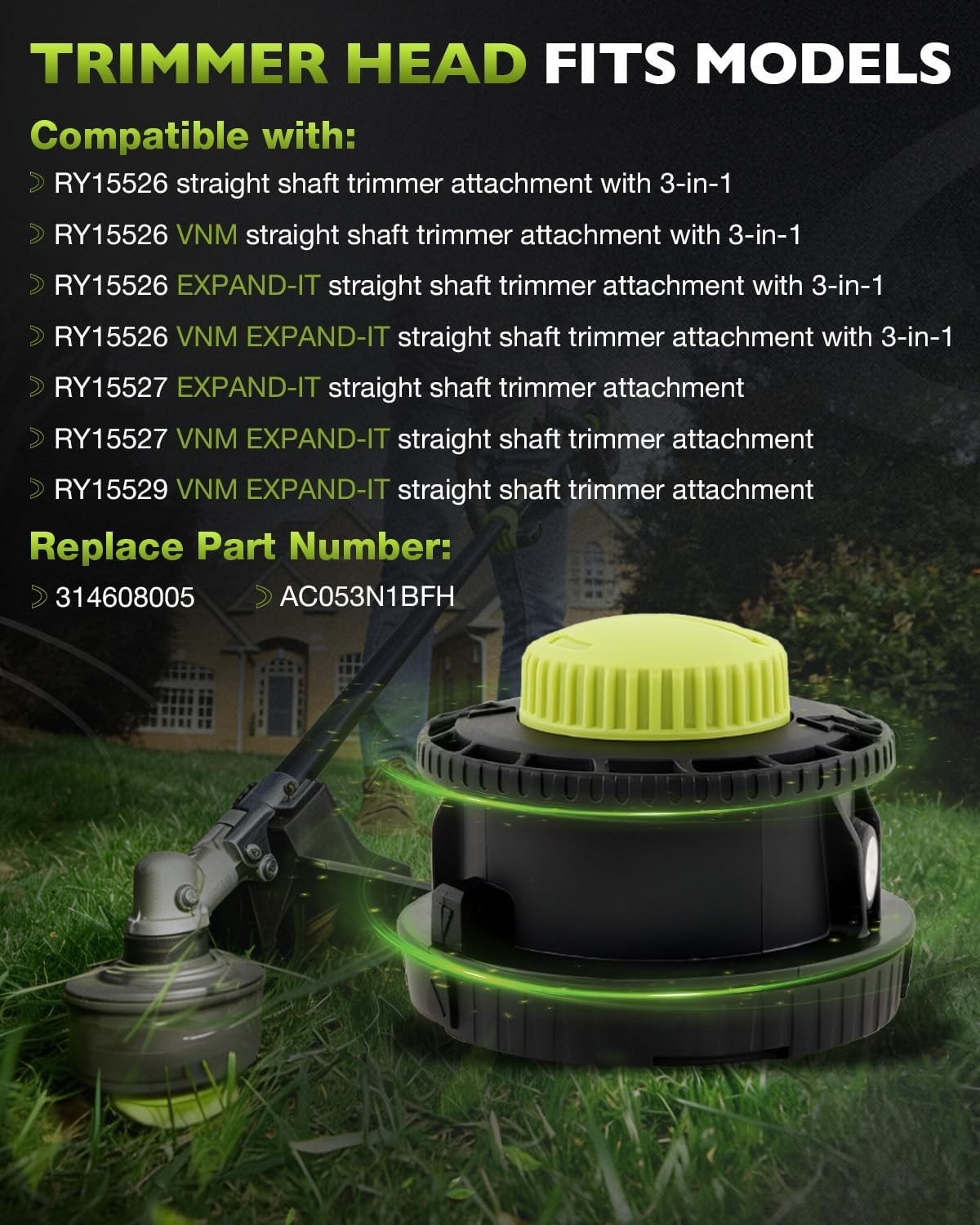 314608005 String Trimmer Head Straight Shaft for Ryobi RY15526 RY15527 RY15529