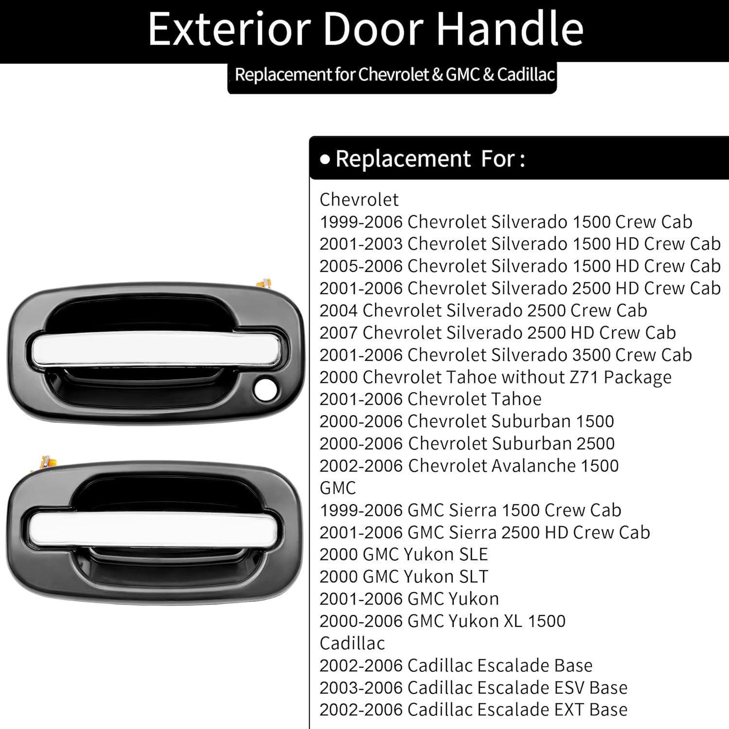 15034985 Exterior Door Handle for Chevy Silverado GMC Sierra Cadillac 99 07 2Pcs
