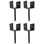 U Shaped 4x4 Deck Post Concrete Anchor Spike Fence Base Black Powder Coated (4)