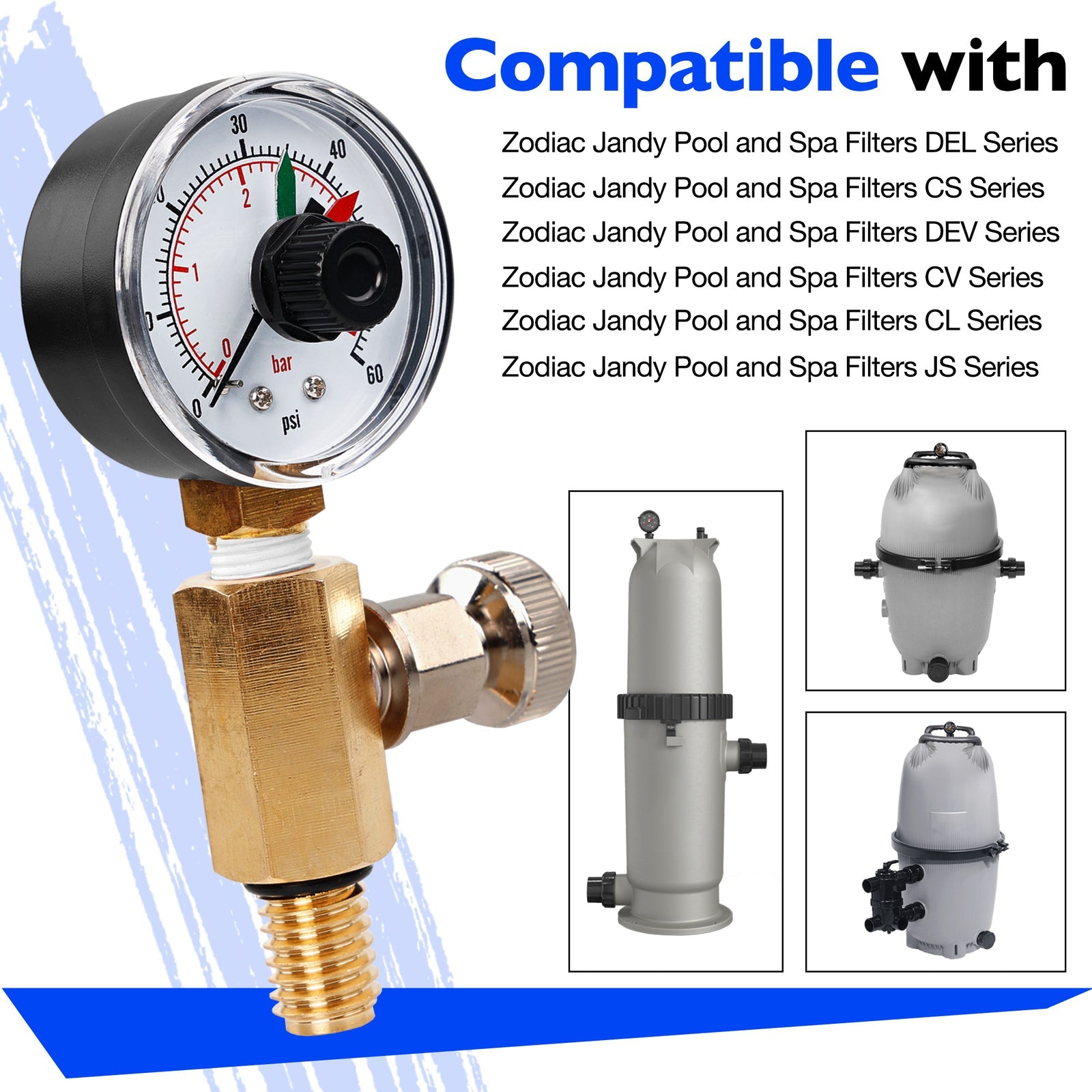 R0357200 Filter Pressure Gauge Air Relief Valve Assy For Jandy Pool CV CL DEV