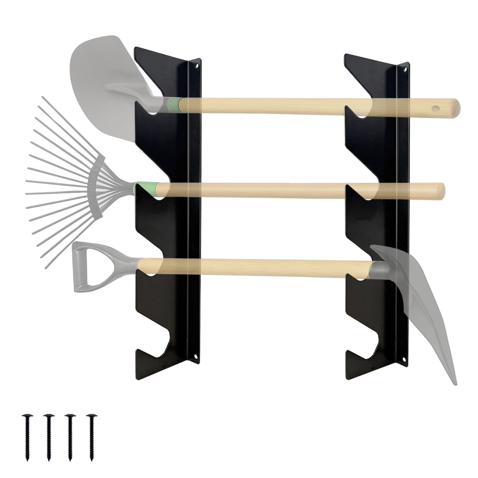 Garage Shed Tool Organizer Wall Mount Racks for Shovels and Rakes Steel 1 Set
