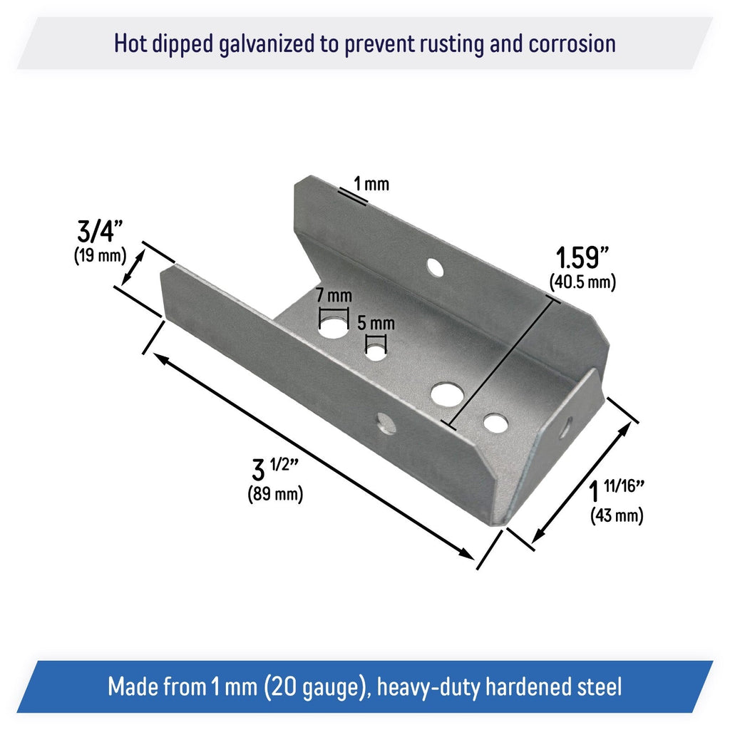 Galvanized 2x4 Fence Bracket Connector for Wood Post Deck Rail 20 Gauge 10 Pack