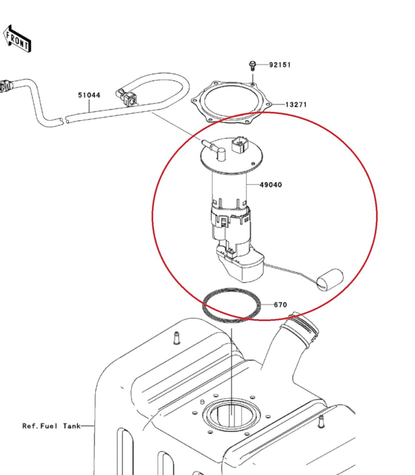 49040-0718 Fuel Pump Assembly for Kawasaki Mule Teryx 2009 to 2020