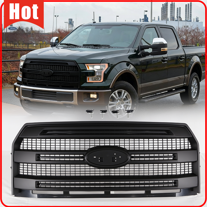 Matte Black Front Bumper Grille W/O Camera Hole for 2015-2017 for Ford F-150