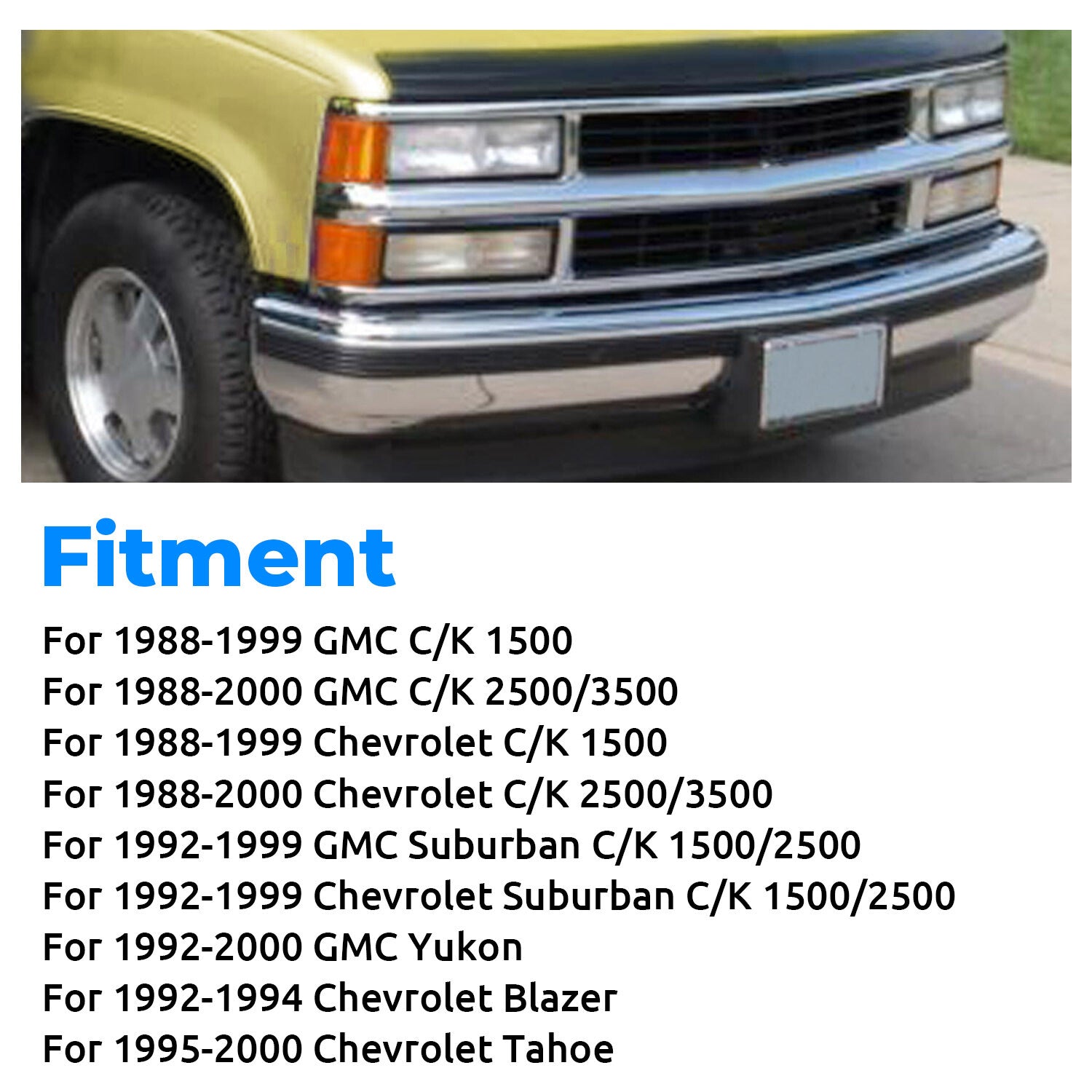 Front Bumper Kit Deflector For 1988 2000 Chevy GMC C K 1500 2500 3500 Yukon
