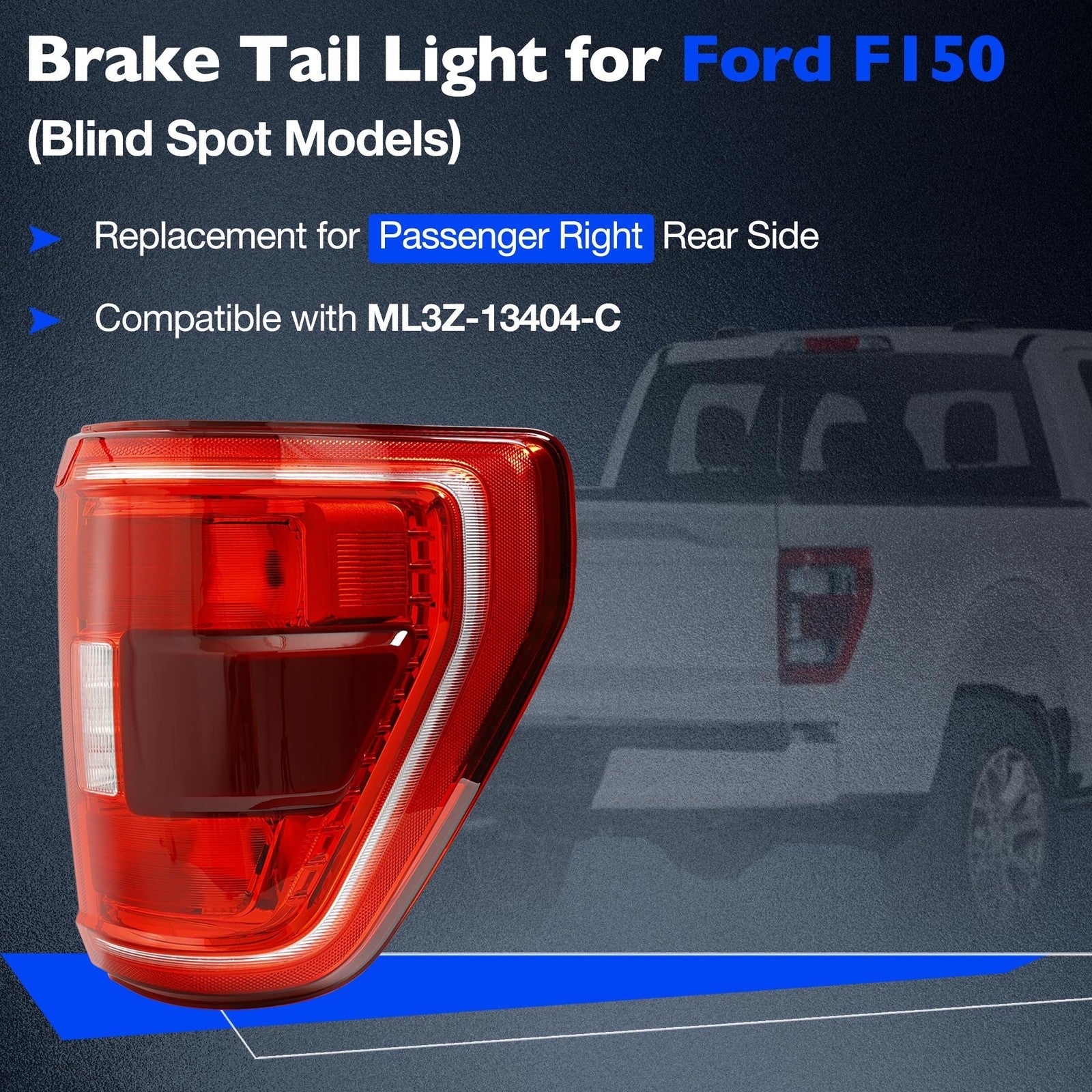 Rear Right Side Tail Light Brake Lamp with Blind Spot Fit for 2021 23 Ford F150