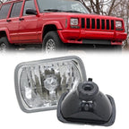 Square Diamond Cut Headlights for Jeep Cherokee XJ 1984-2001 Pair 5x7 7X6 Inch