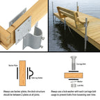 Stationary Dock Side Leg Pipe Holder Sleeve Kit with Backer Plates Hardware