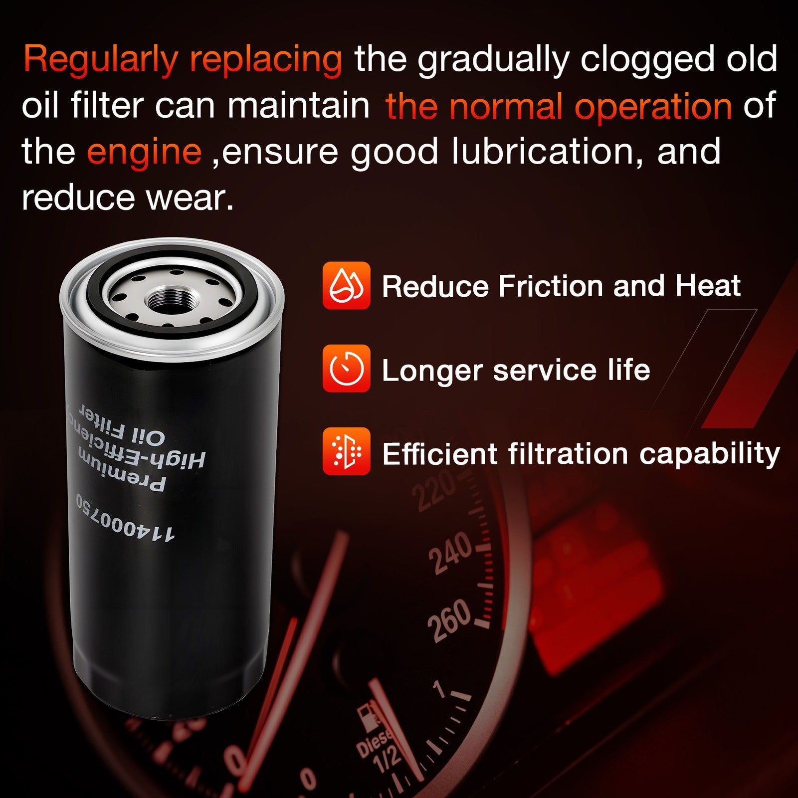 114000750 Oil Filter for GM Chevy CMC 2020 and Newer 6.6L Duramax L5P Engine