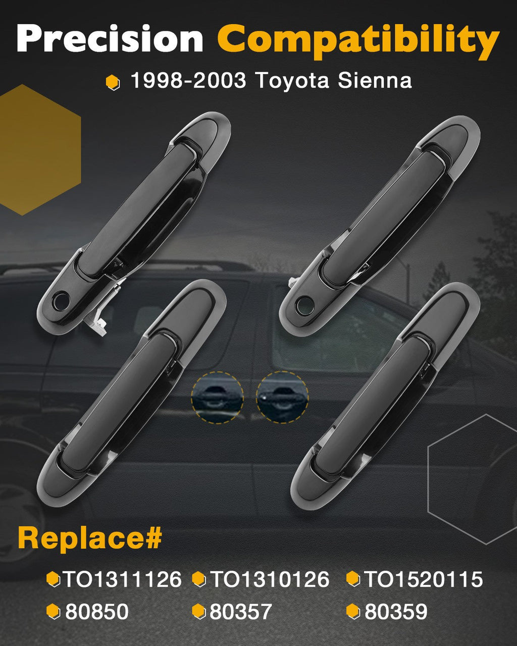 Exterior Interior Door Handle & Liftgate Handle Set for Toyota Sienna 98 03 7