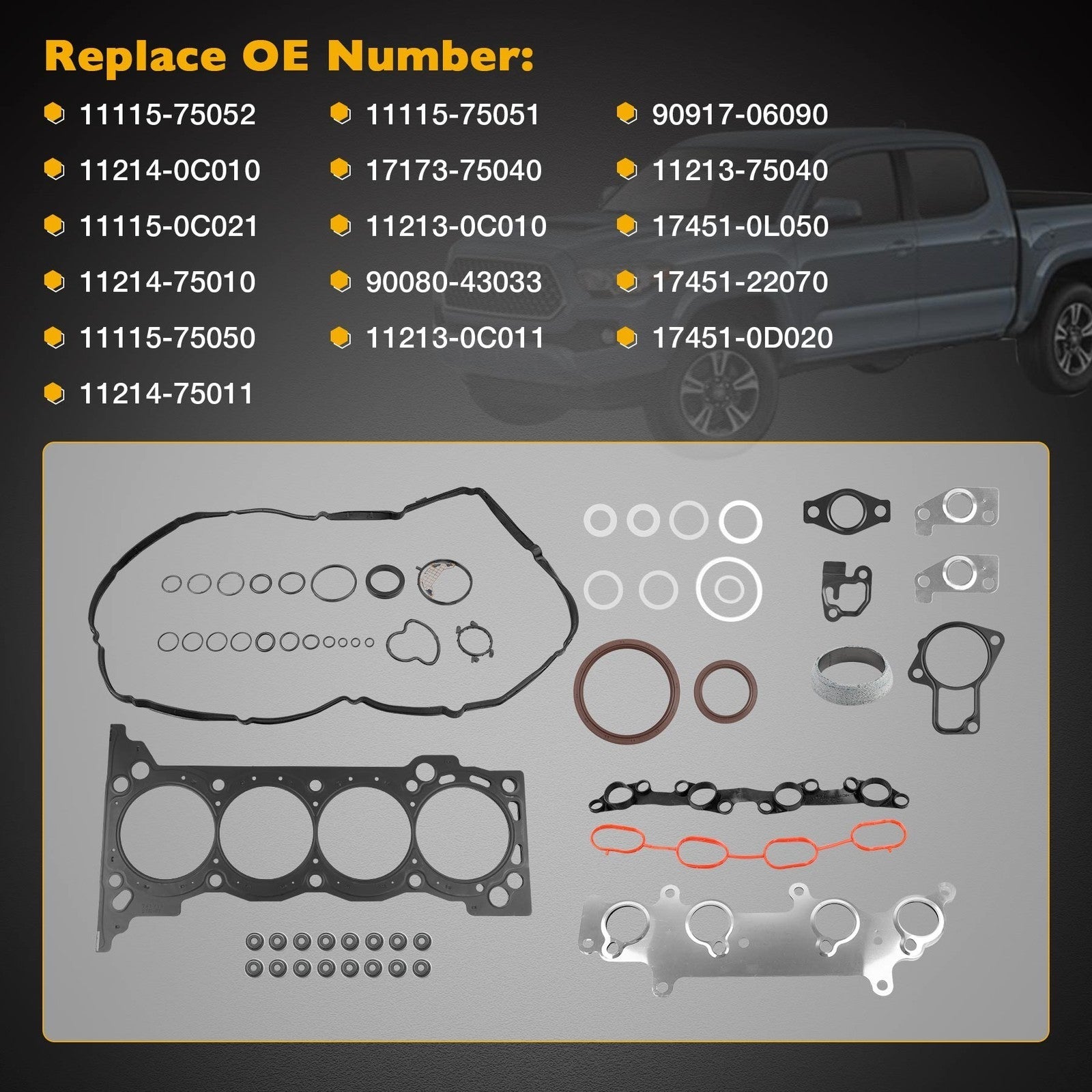 HS26357PT Head Gasket Set for Toyota Tacoma 4Rrunner 2005 20 2694CC L4 DOHC