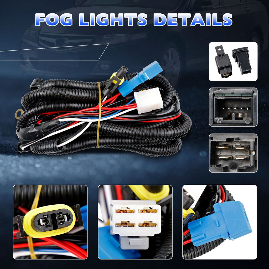 Fog Light Lamps Assembly for Honda Accord 2003-2007 Sedan w/ Bulbs & Harness