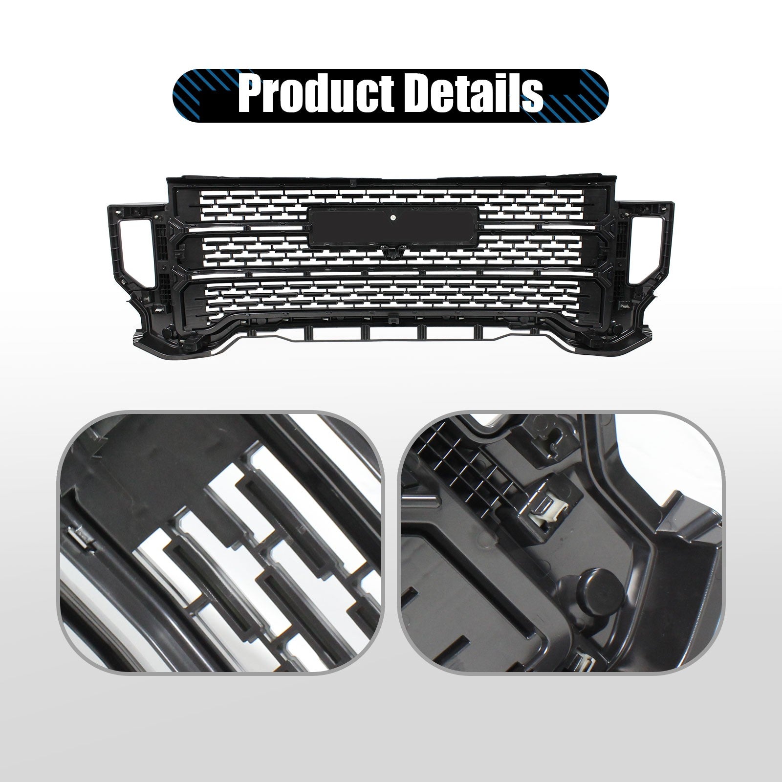 For GMC Sierra 2500 HD 3500 HD 2020-2023 Front Bumper Grille W/Camera Hole